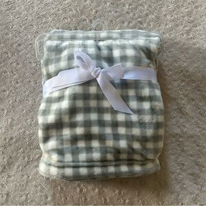 HB Hudson Baby Gray White Gingham Plaid Baby Blanket Soft Plush Check Lovey